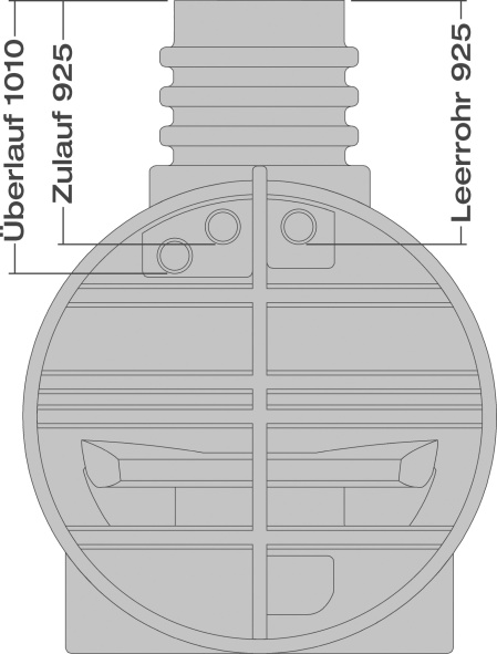 5.000 Liter Kunststoffspeicher mit eingebautem Zulauf und Auslauf sowie