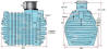 Kunststoff-Erdtank 4700 Liter mit Maße, Tank, Regenwassertank, Regenwasserspeicher, Speicher, 4.700 Liter, 4700, 4000, aus schlag- und stoßfestem Polyethylen, starkwandig mit diversen Verstärkungsrippen, formstabil, kompletter Behälter aus einem Guß.